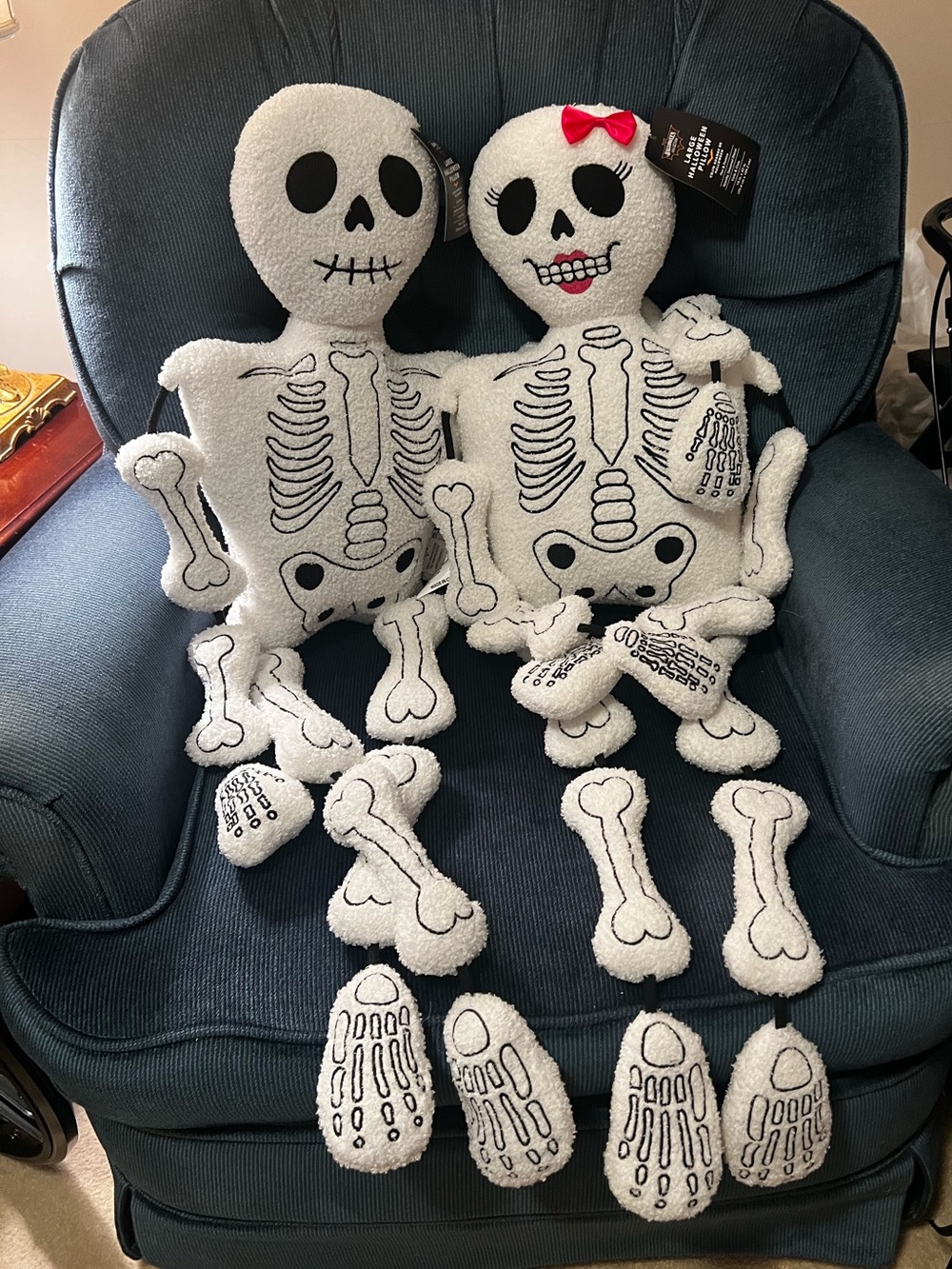 ALDI Halloween Skeleton Pillow Set of 2 Boy & Girl Super Fun! Large size 43” NWT